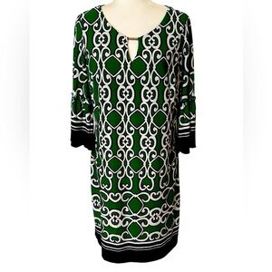 EN FOCUS STUDIO Green and Navy Jersey Sheath Dress Size 8